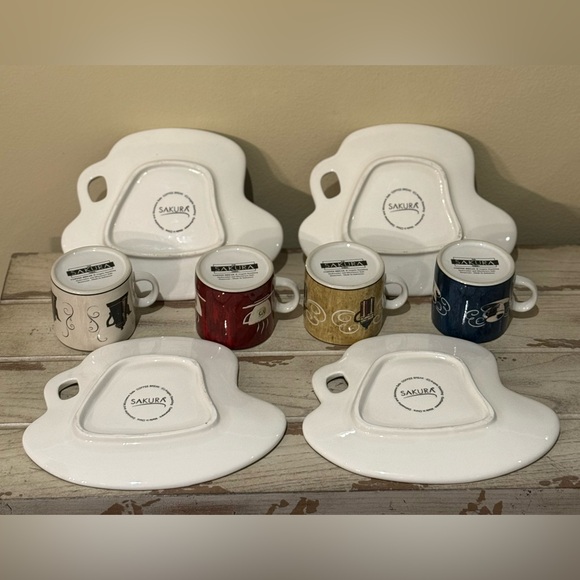 Coffee Break Earthenware Dessert Plate & Coffee Cup Set Sakura Angela Staehling - Picture 4 of 4